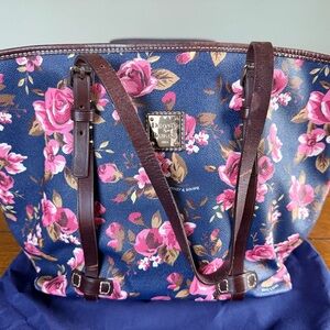 Dooney & Bourke Floral Tote Bag - Navy and Pink